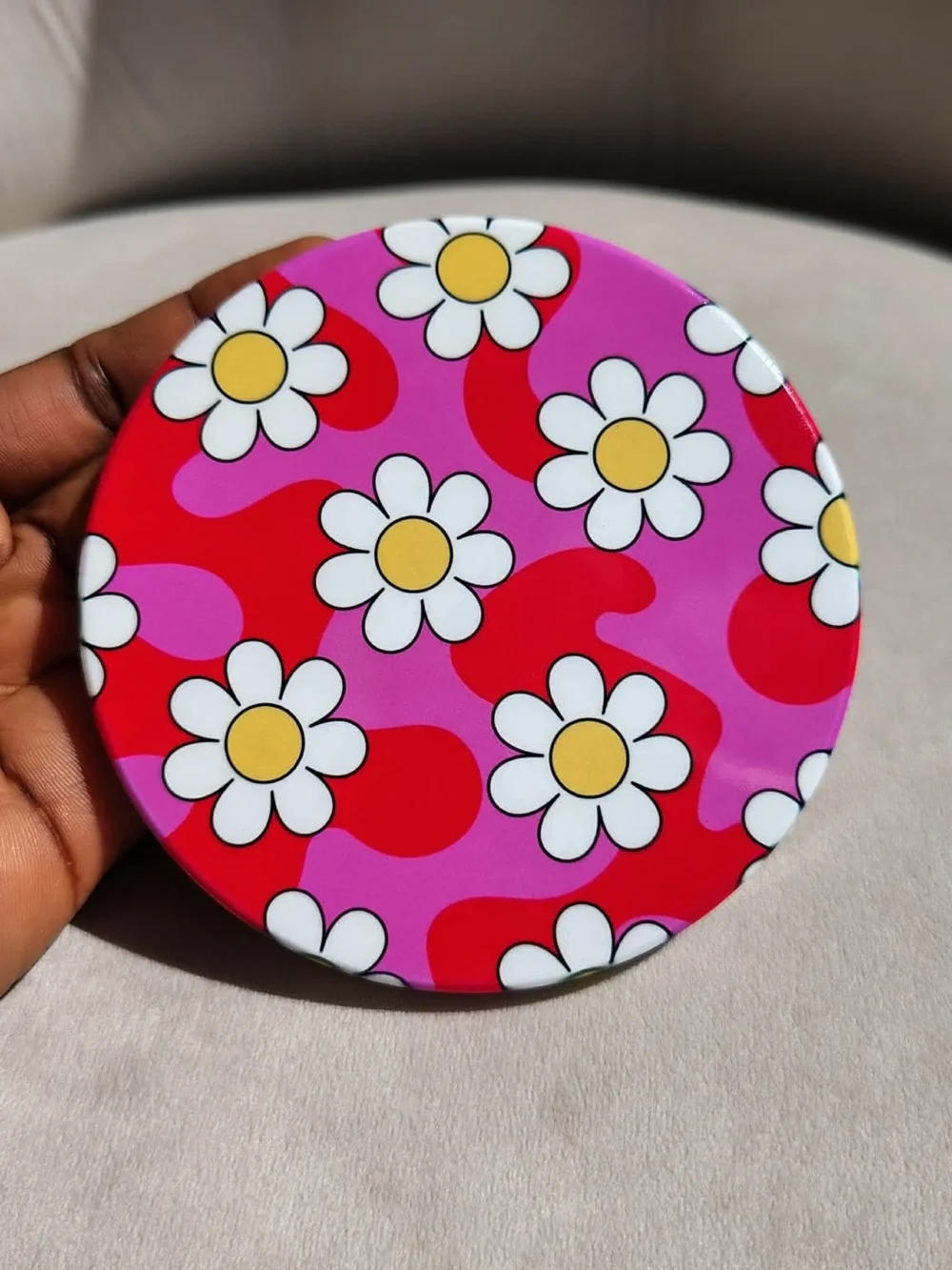 Pink & Red Daisy Sublimation coaster
